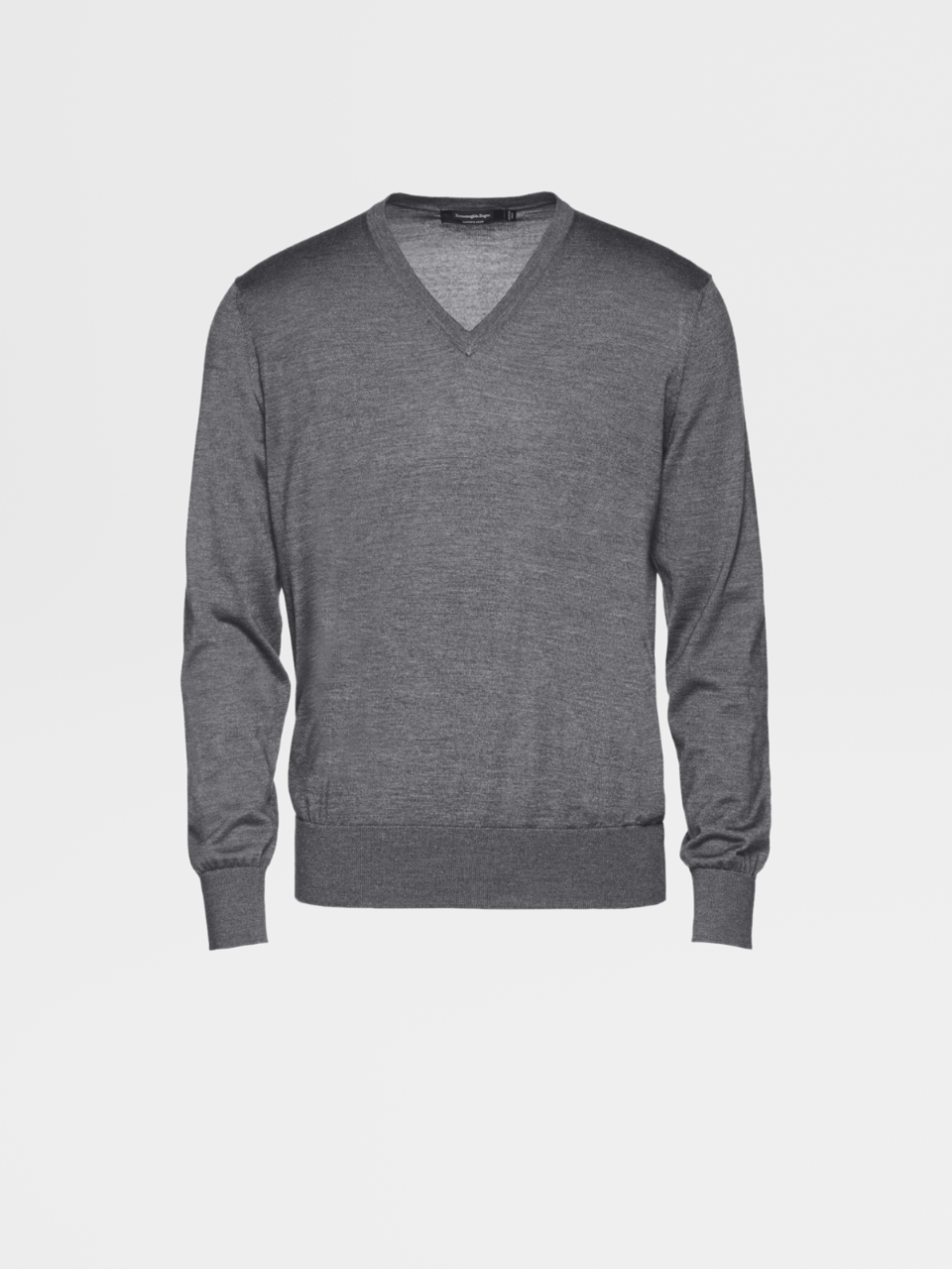 Dark Grey Cashseta Light Knit V-neck Sweater